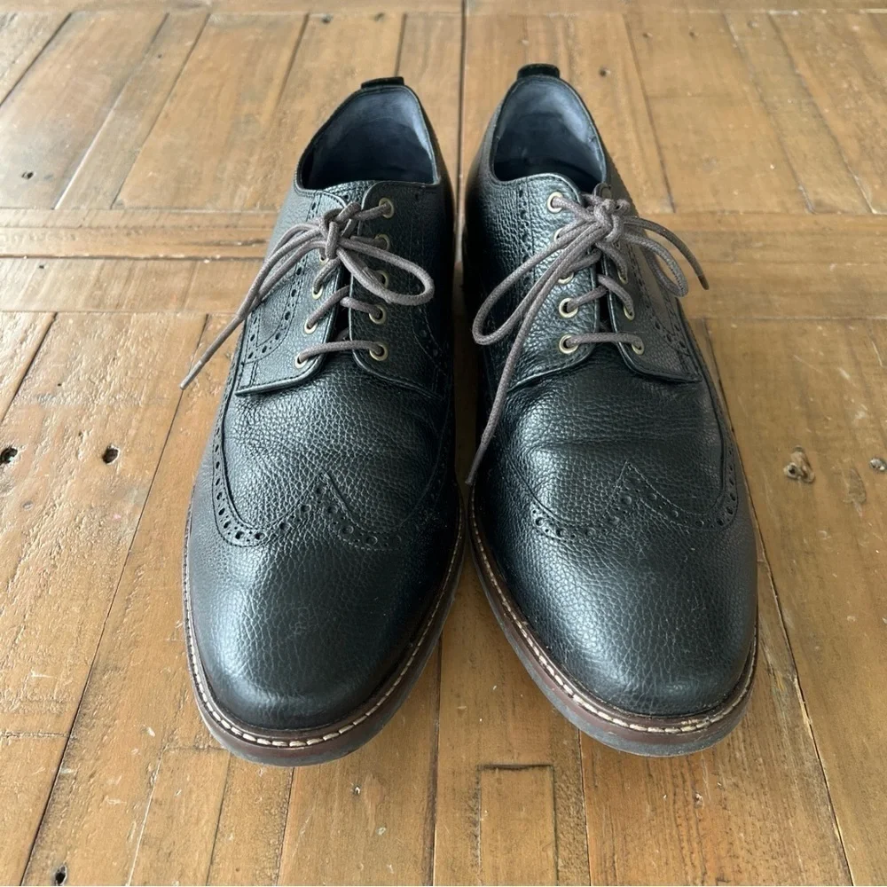 COLE HAAN Pebbled Black Leather C27088 Grand 0s Wingtip Loafer Shoes, Mens 12